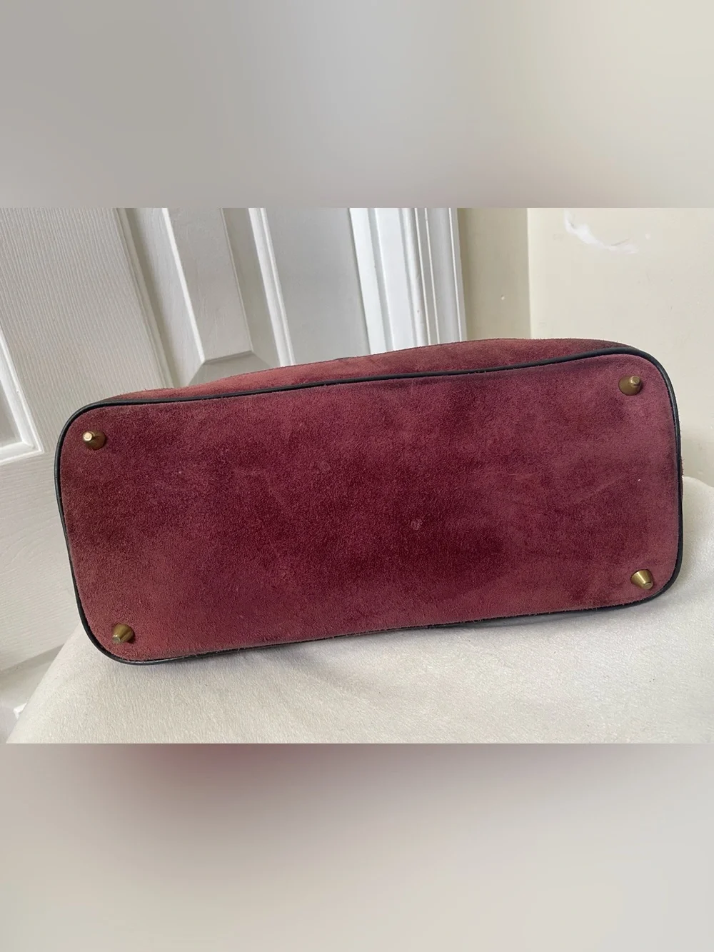 Coach Hamptons suede Bag with Black Leather Trim